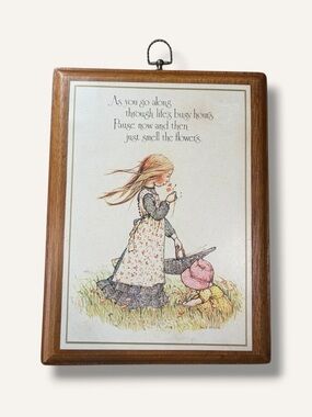 2 for $20 - Vintage 1970s Holly Hobbie Wooden Wall Art